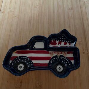 Brand New Ceramic Patriotic Truck Platter !